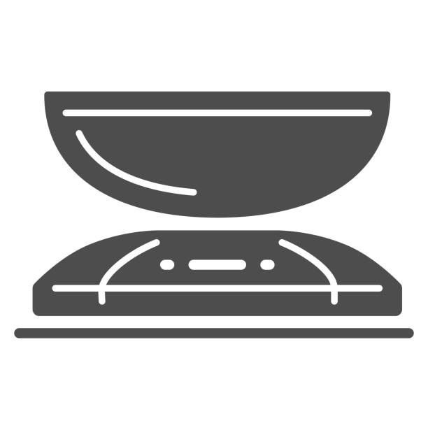 kuchnia skaluje solidną ikonę, koncepcję urządzeń kuchennych, symbol skali wagi na białym tle, ikonę skali w stylu glifów dla koncepcji mobilnej i projektowania stron internetowych. grafika wektorowa. - gauge white kilogram black stock illustrations