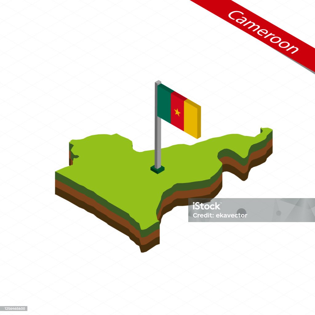 Cameroon Shape Cameroon Isometric Map And Flag Vector Illustration Stock Illustration ...
