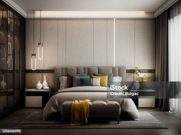 Modern Style Bedroom Stock Photo - Download Image Now - Bedroom, Luxury, Modern