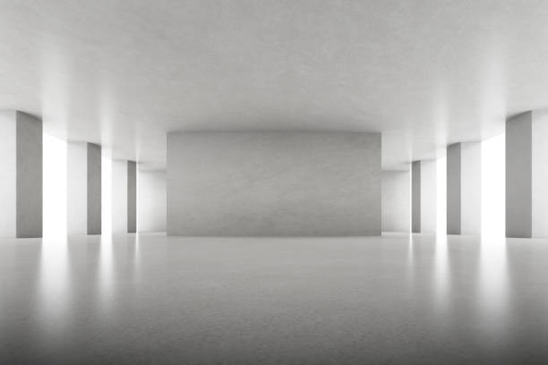 istock Abstract of concrete architecture space, Interior with cement wall. 3d render. 1256467678
