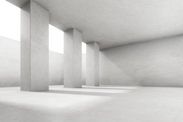 istock Abstract of concrete architecture space, Interior with cement wall. 3d render. 1256467754