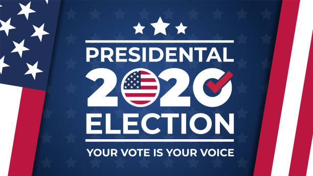 wahltag. vote 2020 in usa, banner-design. usa-debatte über die wahl des präsidenten 2020. wahlplakat. politischer wahlkampf - voting usa button government stock-grafiken, -clipart, -cartoons und -symbole