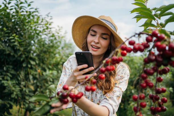 istock Beautiful woman in the orchard 1256468667
