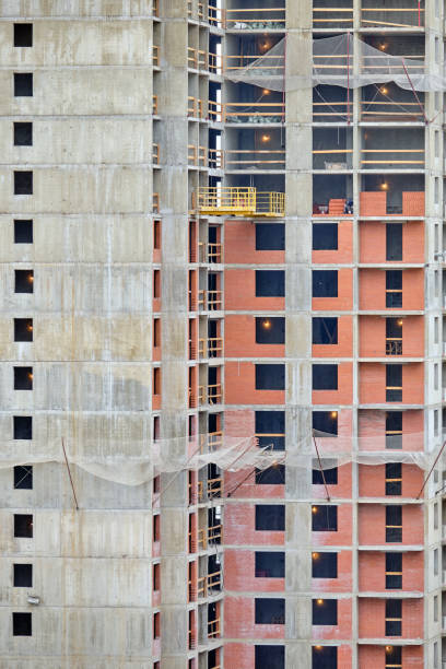 istock Construction of a high-rise residential modern house. 1256471006