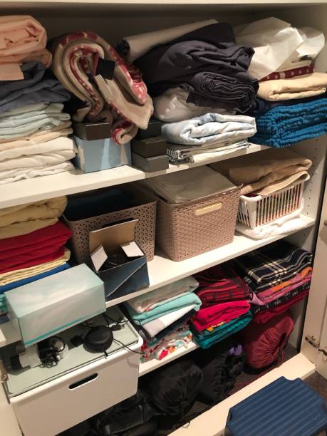 istock Organised the messy linen closet 1256475065