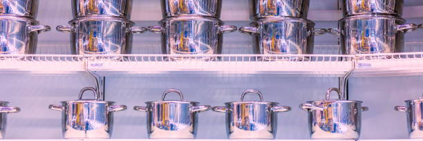 istock New shiny stainless steel pots 1256475532