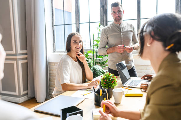 istock Business discussion in contemporary office 1256477063