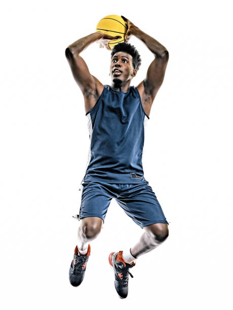 african basketball player young man isolated white background