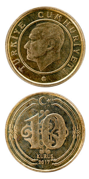 istock Old Turkish Coin On White Background 1256485205
