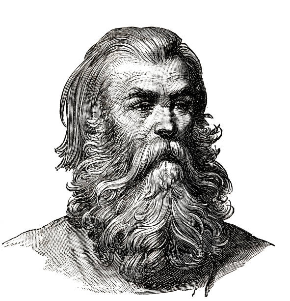 Character head of a Russian peasant, long beard, white background Illustration from 19th century long beard stock illustrations