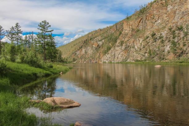 istock A stunning mountain reflection on a river in Mongolian on a sunny day 1256488340