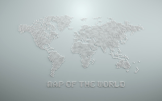 simple dot business map of the world, 3D background