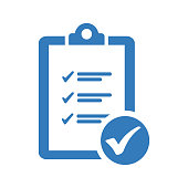 istock Tasks check, checklist blue icon 1256489977