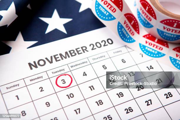 Red Circle On November 2020 Calendar Presidential Election Stock Photo - Download Image Now