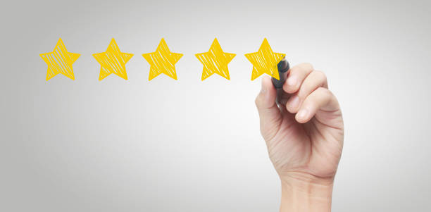 istock Blurred background rating with hand drawn stars 1256491092