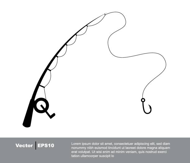 Fishing Rod Flat Vector On The White Background Stock Illustration