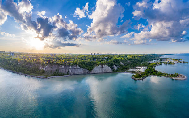 istock Aerial Bluffers Park - Cliff Park panoramic view,  Scarborough, Canada 1256492202