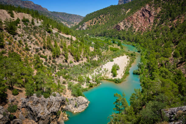 istock Emerald color mountain river flows through a gorge. Ermenek river, Mersin province, Turkey 1256492366