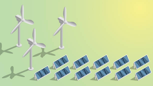 istock solar panel and wind turbine, modern alternative sustainability with eco-friendly energy in isometric design 1256495217