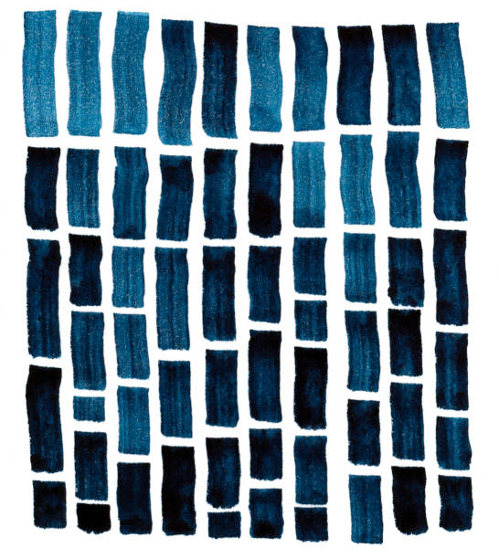 set of hand painted blue 
 brush strokes watercolor stripes isolated on white background - brush stroke blue abstract frame imagens e fotografias de stock