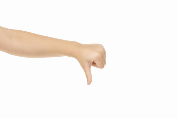 istock Children's hand, palm gesturing isolated on white studio background 1256503970