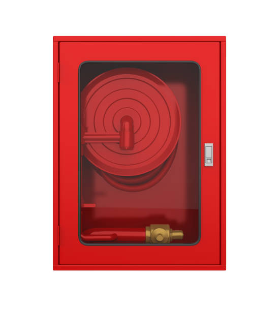 Fire Hose Reel Box Isolated Stock Photo - Download Image Now - Box