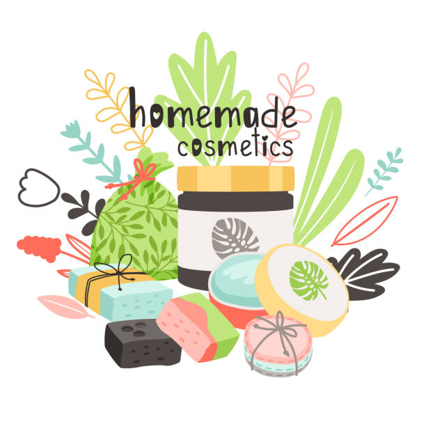 ilustrações de stock, clip art, desenhos animados e ícones de homemade cosmetics illustration - soap body
