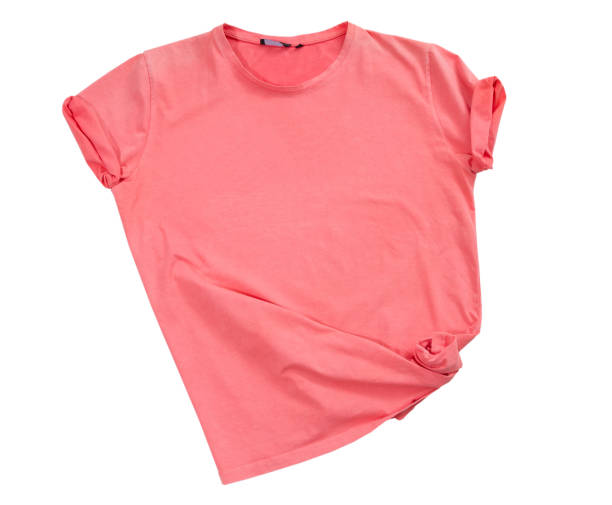 istock Shocking pink tshirt template ready for your own graphics, t-shirt isolated on white background mock up, pink t shirt template ready for further modification isolated on white with working path 1256509393