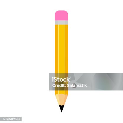istock Pencil flat vector illustration isolated on a white background. 1256509544