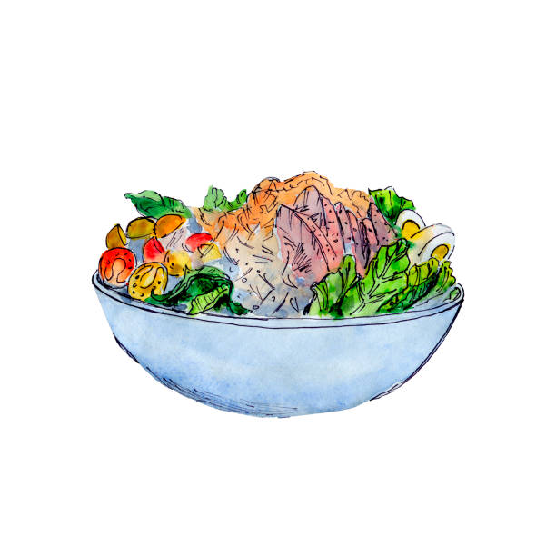 シーザーサラダの描かれたスケッチ - restaurant backgrounds cucumber dieting点のイラスト素材／クリップアート素材／マンガ素材／アイコン素材