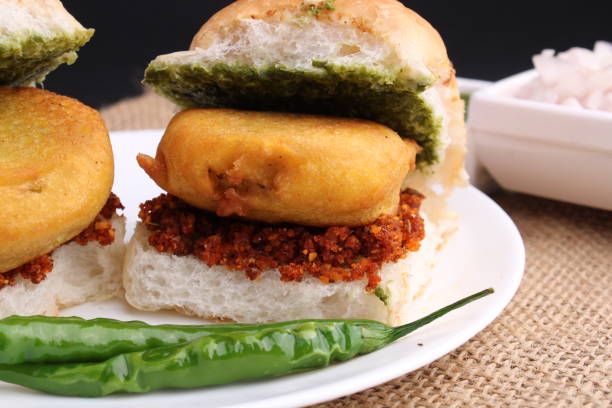istock bombay vada paav or Indian burger 1256518067
