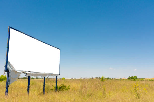 istock Old billboard in the field with blue sky 1256520758