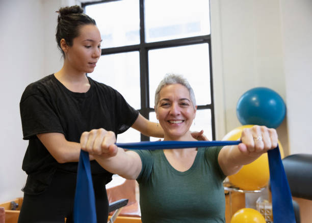 istock Short hair woman doing exercise 1256523663