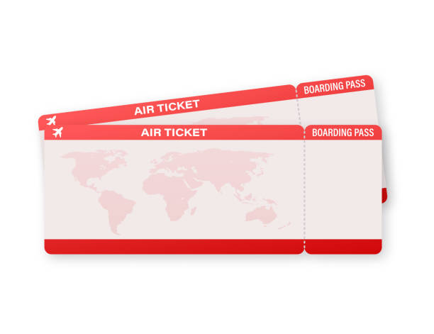 ilustrações de stock, clip art, desenhos animados e ícones de airline tickets or boarding pass inside of special service envelope. vector stock illustration. - 7963