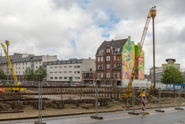 hamburg, germany-july 11, 2020:  large construction site in downtown Hamburg