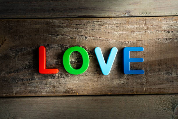 LOVE letters on wooden table