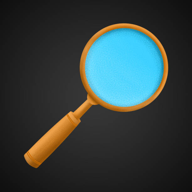 istock Magnifying glass illustration, optical instrument. Isolated on dark background. 1256530696