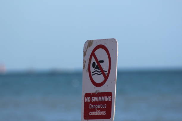 istock Warning sign for no swimming 1256532086