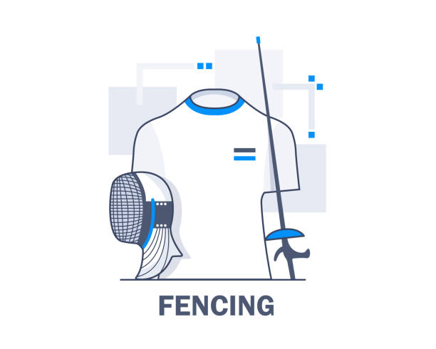 Fencing,flat design icon vector illustration Fencing,flat design icon vector illustration fencing sport stock illustrations