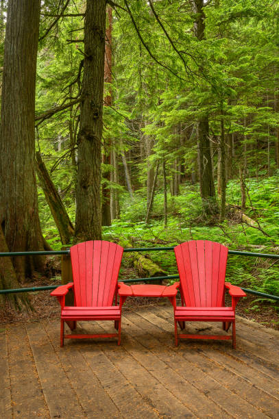 istock Red Chairs on the Hemlock Grove Boardwalk 1256535948