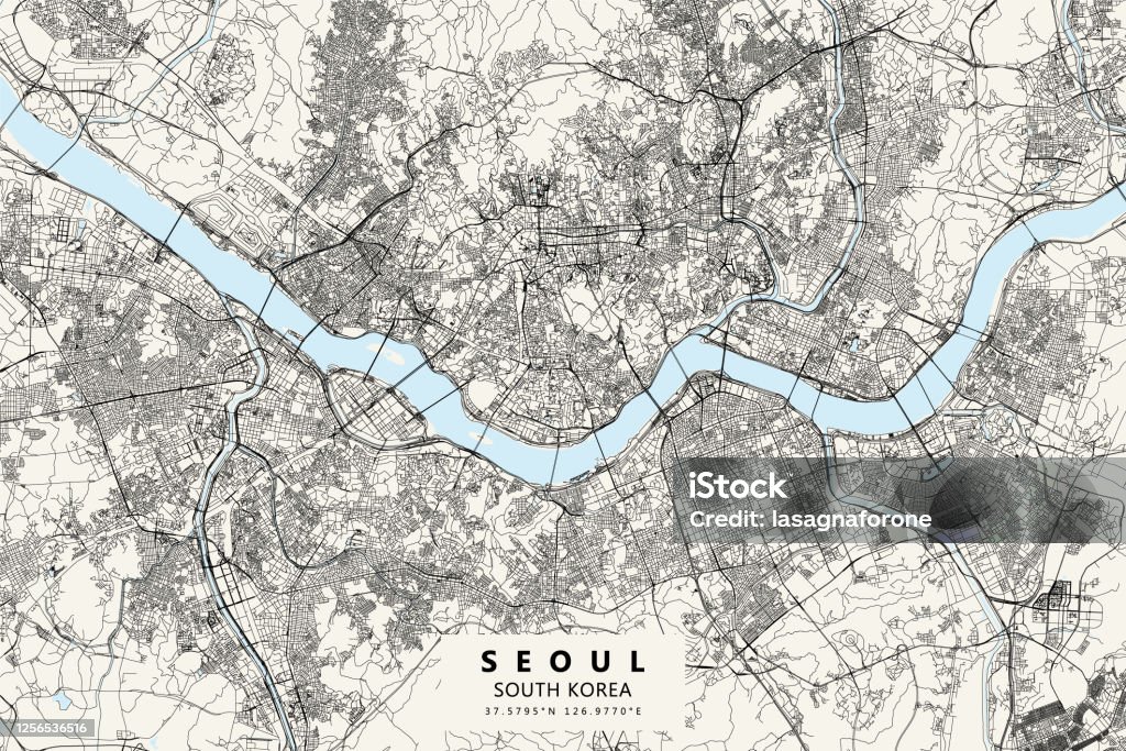 Seoul Korea Selatan Peta Vektor Ilustrasi Stok - Unduh Gambar Sekarang