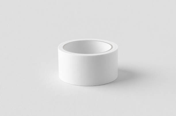 istock White duct tape mockup on a grey background. 1256537101