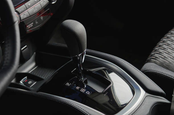 istock New leather handle of gear stick 1256537545