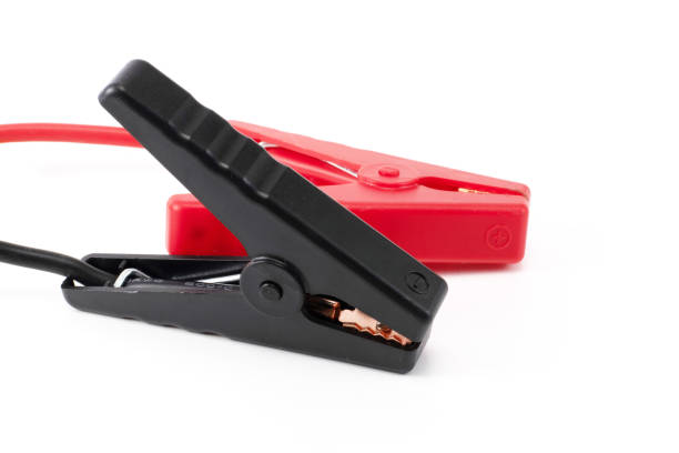 red and black electric power crocodiles isolated