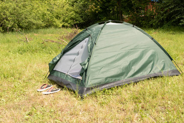istock Green Tent in the garden for camping 1256543075