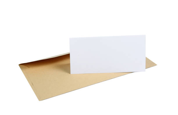 istock Envelpe and white card empty sheet isolated.Mail blank,white page,postal card. 1256544857