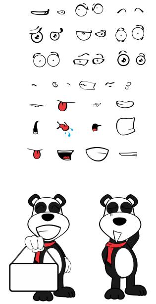 cute funny panda bear kid cartoon expressions collection set5 cute funny panda bear kid cartoon expressions collection set in vector format very easy to edit sad kawaii teddy bear stock illustrations