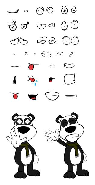 cute funny panda bear kid cartoon expressions collection set7 cute funny panda bear kid cartoon expressions collection set in vector format very easy to edit sad kawaii teddy bear stock illustrations