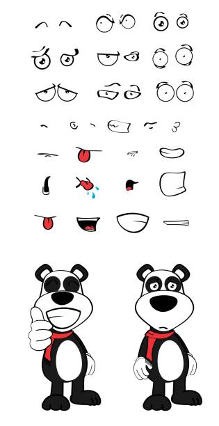cute funny panda bear kid cartoon expressions collection set0 cute funny panda bear kid cartoon expressions collection set in vector format very easy to edit sad kawaii teddy bear stock illustrations