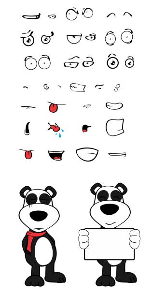 funny panda bear kid cartoon expressions collection set cute funny panda bear kid cartoon expressions collection set in vector format very easy to edit sad kawaii teddy bear stock illustrations